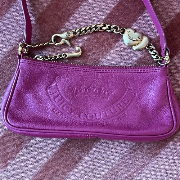 JUICY COUTURE Pink Leather Y2K Baguette with Chain original 2000’s - Picture 3 of 7
